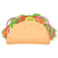 Wall Mural - Vector image of taco. Concept of snack and fast food. Element for your website design, banner, etc.