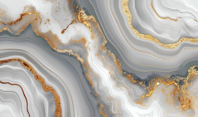 3d render, abstract background, white artificial marble or agate texture with golden veins, modern wallpaper, Generative AI