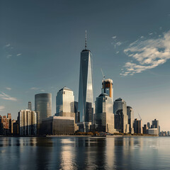 beautiful illustration of the city, skyscraper, building, city