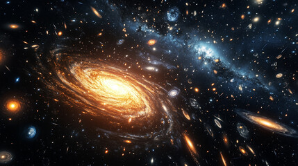 Wall Mural - a universe of galaxies: cosmic diversity