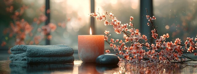 materials of spa therapy with flowers