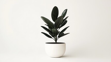 Canvas Print - The Zamioculcas zamiifolia 'Raven' plant, with its thick black leaves, displayed in a minimalistic white pot, offering a sleek and sophisticated touch to any space.