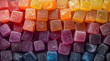 colorful sugared gummy cubes background