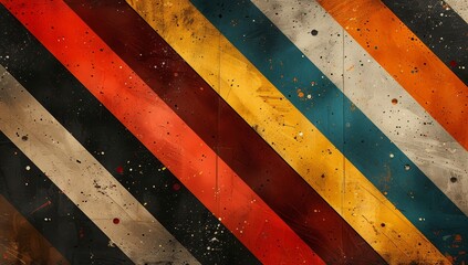 Wall Mural - graphic background with diagonal lines in retro colors,