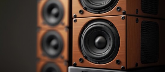 Wooden Speaker with Black Grill Close Up