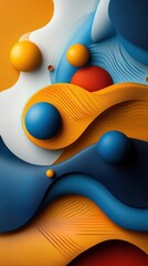 Sticker - A blue and orange abstract painting with many small circles