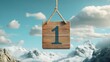 © ParinwatStudio - Number one banner, hanging in the sky, 3D illustration