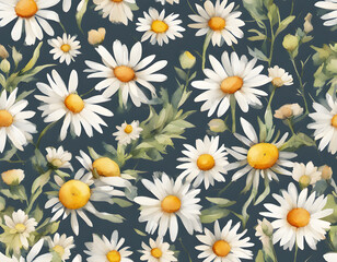 Wall Mural - Watercolor daisy flowers background