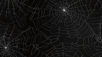 Halloween Seamless pattern background of a spider web texture. on a black background. 