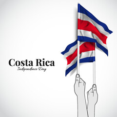 Wall Mural - Independence Day in Costa Rica. Hands with flags of Costa Rica. Vector Illustration.  
