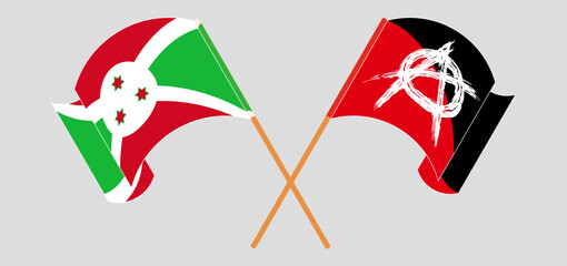 Wall Mural - Crossed and waving flags of Burundi and Anarchy