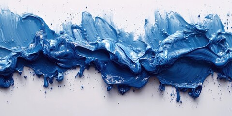 Wall Mural - Abstract Blue Paint Swirl on White Background