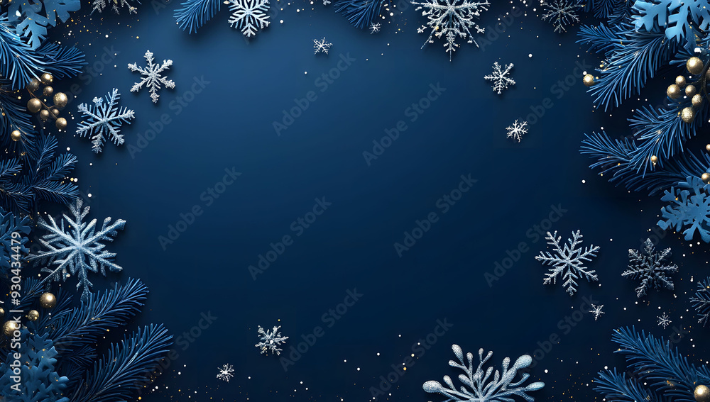 Dark blue background with falling snowflakes and stars, perfect for a ...