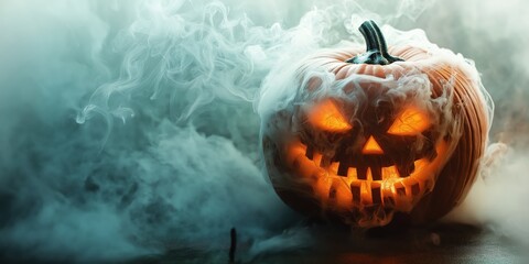 Spooky Halloween Pumpkin with Candles created by ai