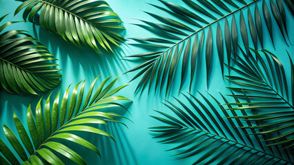 Wall Mural - Tropical palm Leaves summer background