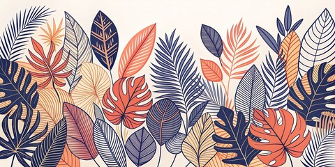 Wall Mural - seamless pattern with leaves