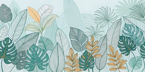 Wall Mural - seamless background with leaves