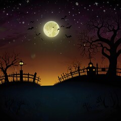 Sticker - halloween night background