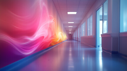 Wall Mural - Surreal Hospital Corridor with Vibrant Energy Waves