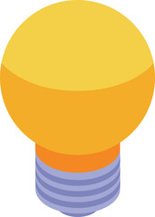 Sticker - Yellow light bulb is glowing, representing concepts like creativity, problem solving, and new ideas