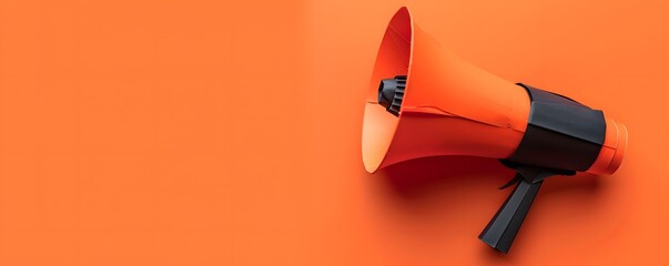 Wall Mural - Orange Megaphone Announcement on Orange Background