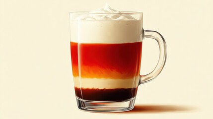 Wall Mural - Layered Coffee Drink in a Transparent Mug