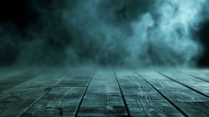 Eerie Foggy Wooden Floor: A dramatic backdrop of swirling mist and a weathered wooden floor, perfect for eerie and mysterious scenes.