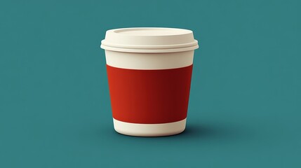 Poster - Stylized Coffee Cup on Teal Background