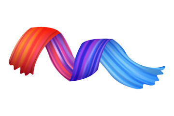 Wall Mural - brushstroke multicolor gradient texture. brush ribbon isolated on white. design element of wavy curl
