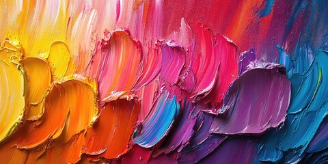 Poster - Abstract Colorful Oil Painting with Thick Brushstrokes