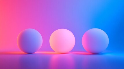 Wall Mural - Three glowing spheres with colorful gradient light