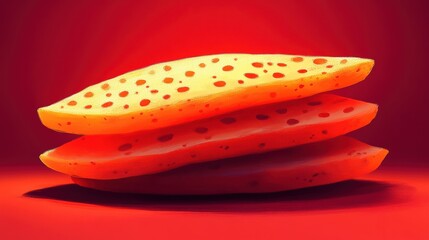 Wall Mural - Colorful Sponges Stacked on Red Background