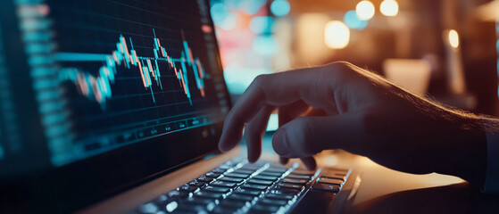 Wall Mural - closeup hand using computer executing ai commands artificial intelligence