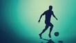 © Boinah - A silhouette of a soccer player dribbling a ball against a gradient background.