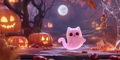 Poster - Pink cute spook in Halloween