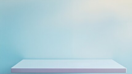 Aufkleber - Serene Pastel Blue Minimalist Table for Product Display with Tranquil Field Bokeh Background - Soft Natural Lighting in Fashion-Themed Scene