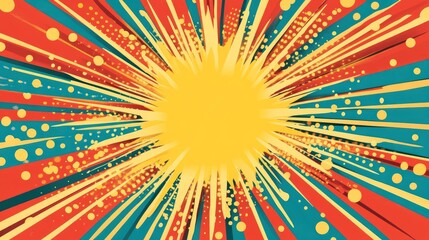 Wall Mural - comic background with dots and burst vector illustration