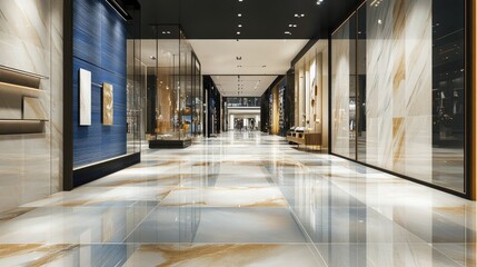 Modern Ceramic tiles Display in the Luxury Shopping Mall. Shopping Mall sell ceramic materials tile.