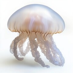 Canvas Print - A jellyfish is shown in a white background with no people, AI