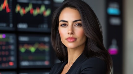 Poster - A woman in a business suit with her eyes closed, AI