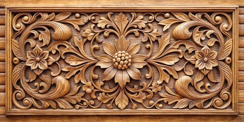 Intricate wooden carving with floral motifs in art deco style