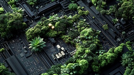 Wall Mural - A Motherboard Overgrown with Greenery