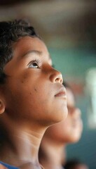 Aufkleber - Indian School Students Attentively Listening to Teacher in Modern Well-Lit Classroom - Academic Atmosphere, Mixed Gender, Diverse Ages, Morning Session