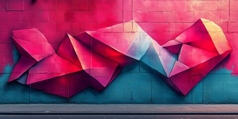 Wall Mural - Dynamic Urban Graffiti: Colorful Tessellation Against Sandstone Backdrop, generative ai