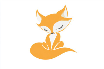 Cute baby fox logo isolated on white background