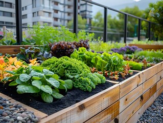 Wall Mural - Thriving Rooftop Garden Utilizing Organic Waste for Sustainable Urban Horticulture