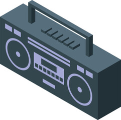 Wall Mural - Isometric boombox playing music with a handle