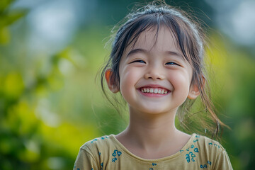 Child positive smile, happy and joyful kid, happy children's day