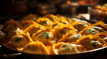 ravioli di zucca with sage butter. best for banner, flyer, and poster