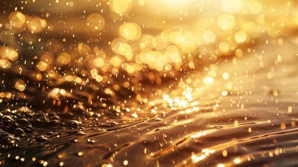 Leinwandbilder - Shiny golden rain droplets creating a shimmering effect